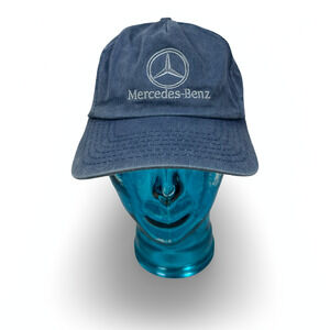 Vintage Mercedes Benz Dad Hat Men’s One Size Blue Logo Denim Style Strapback Cap